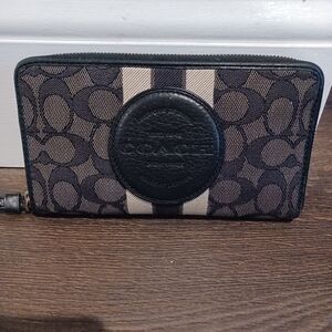 Coach Black and Tan Signature Wallet